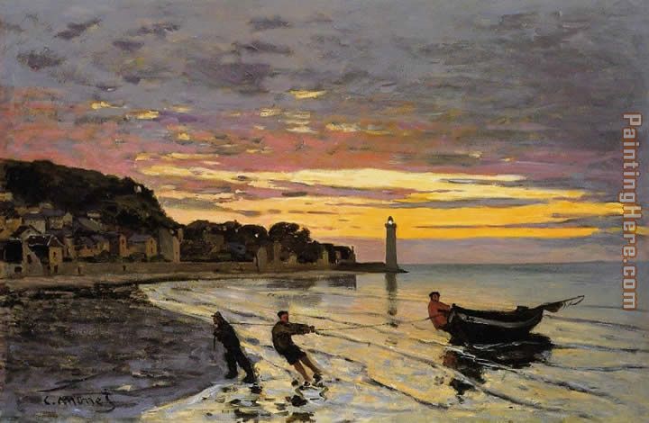 Hauling a Boat Ashore Honfleur painting - Claude Monet Hauling a Boat Ashore Honfleur art painting